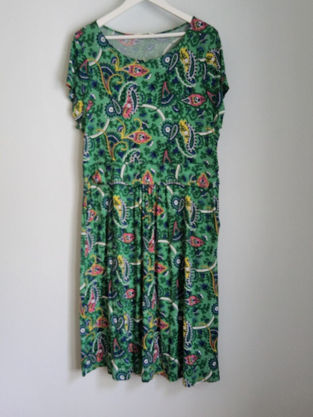 Boden Green Paisley Print Knit Dress US 20-22R